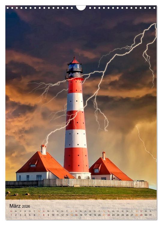 Produktbild: Leuchtt&uuml;rme im Gewitter (Wandkalender 2026 DIN A3 hoch), CALVENDO Monatskalender