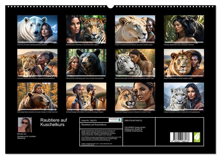Produktbild: Raubtiere auf Kuschelkurs (hochwertiger Premium Wandkalender 2026 DIN A2 quer), Kunstdruck in Hochglanz