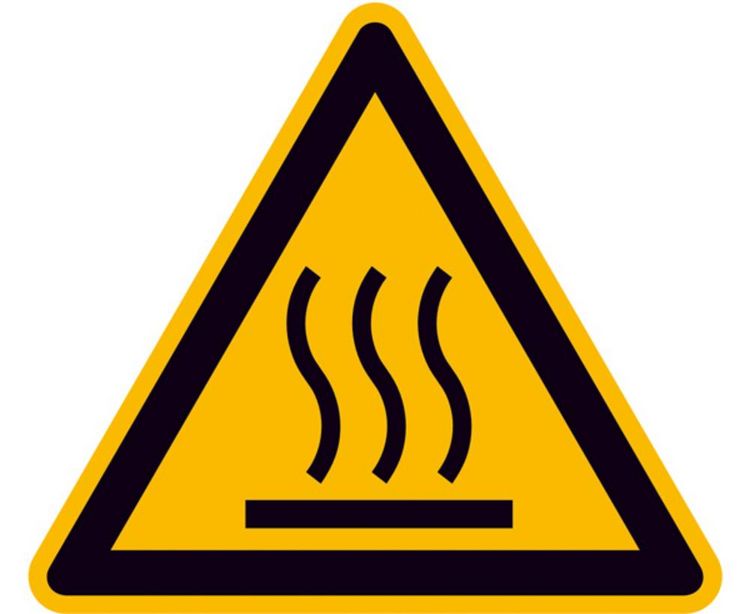 Produktbild: Warnschild Hei&szlig;e Oberfl&auml;che Aluminium 50mm ISO 7010 1St.