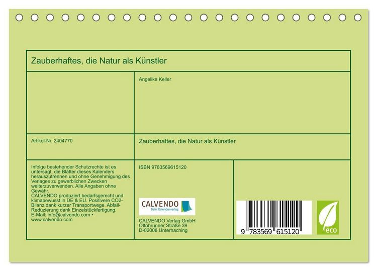 Produktbild: Zauberhaftes, die Natur als K&uuml;nstler (Tischkalender 2027 DIN A5 quer), CALVENDO Monatskalender