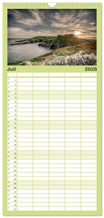 Produktbild: Familienplaner 2026 - Irland - Zauberhafte Insel in gr&uuml;n mit 5 Spalten (Wandkalender, 21 x 45 cm) CALVENDO