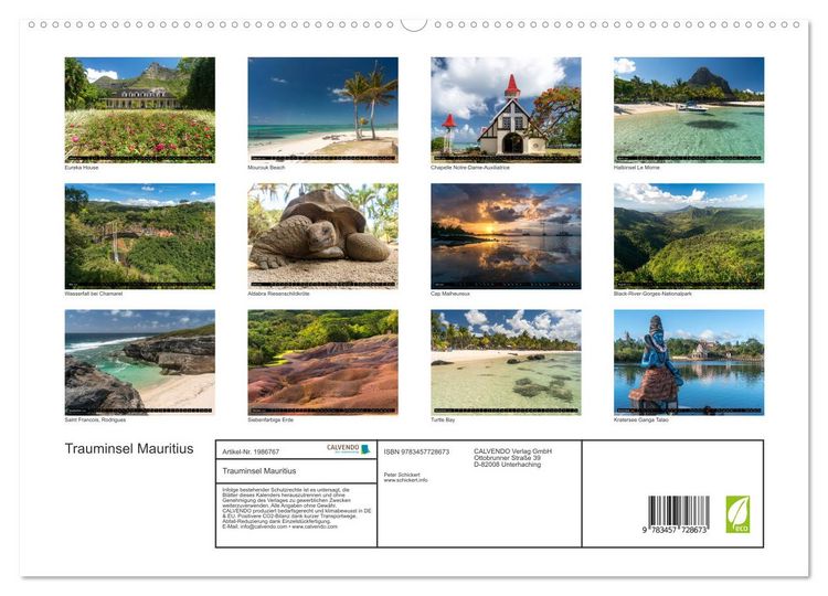 Produktbild: Trauminsel Mauritius (hochwertiger Premium Wandkalender 2026 DIN A2 quer), Kunstdruck in Hochglanz