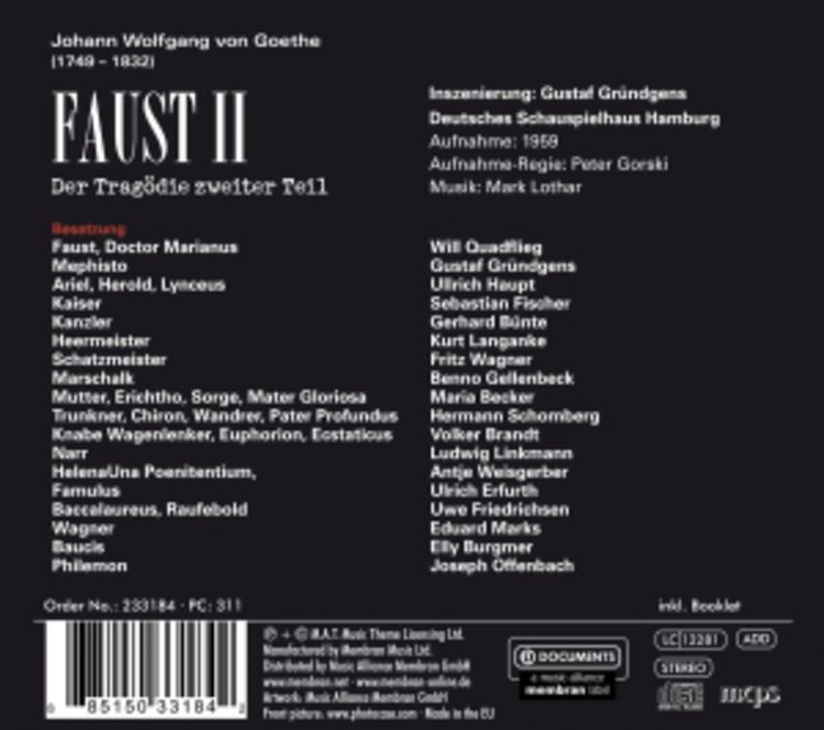 Gründgens, G: Goethe: Faust- Tragödie 2.Teil