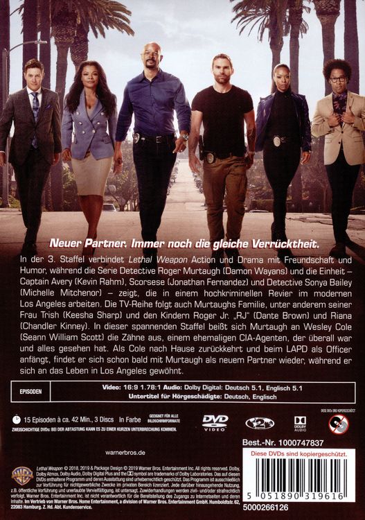 Produktbild: Lethal Weapon - Die komplette 3. Staffel [3 DVDs]