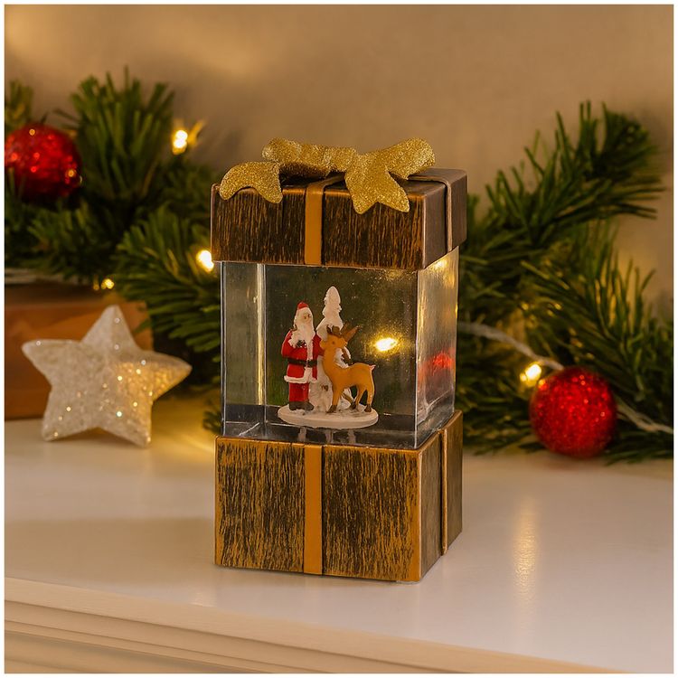 Produktbild: SIGRO Acryl LED Geschenkbox, mit Weihnachtsmann, gold 10