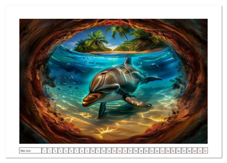 Produktbild: Delfingl&uuml;ck (hochwertiger Premium Wandkalender 2026 DIN A2 quer), Kunstdruck in Hochglanz