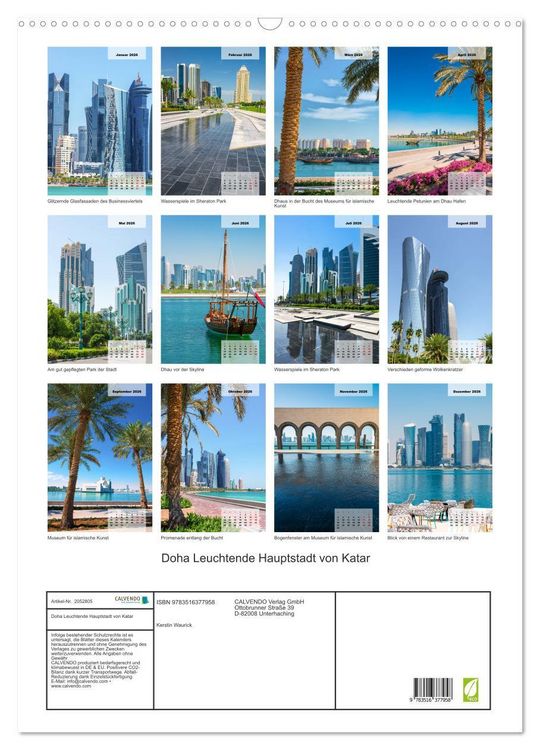 Produktbild: Doha Leuchtende Hauptstadt von Katar (Wandkalender 2026 DIN A2 hoch), CALVENDO Monatskalender