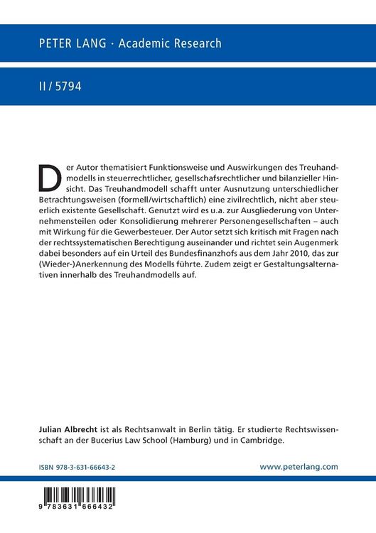 Produktbild: Die Ein-Unternehmer-Personengesellschaft im Treuhandmodell