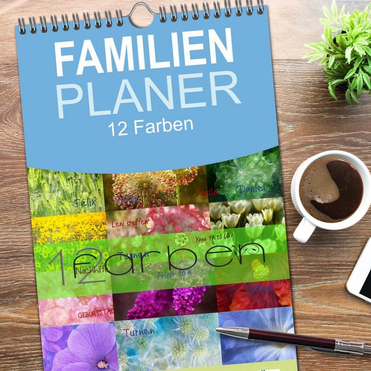 Produktbild: Familienplaner 2026 - 12 Farben Kunst und K&uuml;che mit 5 Spalten (Wandkalender, 21 x 45 cm) CALVENDO