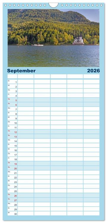 Produktbild: Familienplaner 2026 - Seen in &Ouml;sterreich mit 5 Spalten (Wandkalender, 21 x 45 cm) CALVENDO