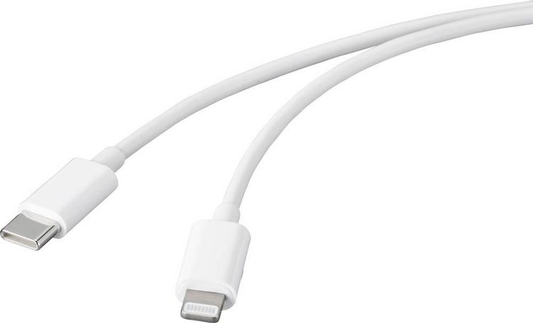 Produktbild: Renkforce USB-Kabel USB 2.0 USB-C&reg; Stecker, Apple Lightning Stecker 1.00m Wei&szlig; RF-5042728