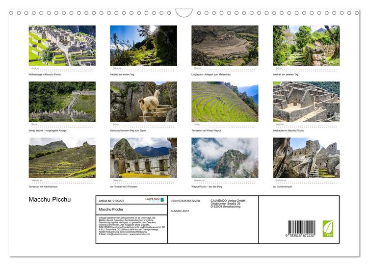 Produktbild: Macchu Picchu (Wandkalender 2026 DIN A3 quer), CALVENDO Monatskalender