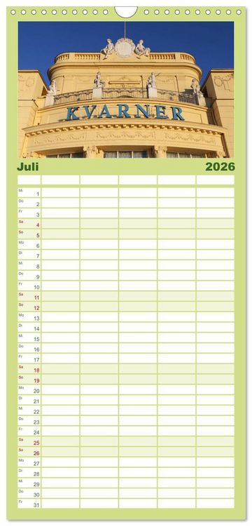 Produktbild: Familienplaner 2026 - Zauberhaftes Opatija mit 5 Spalten (Wandkalender, 21 x 45 cm) CALVENDO