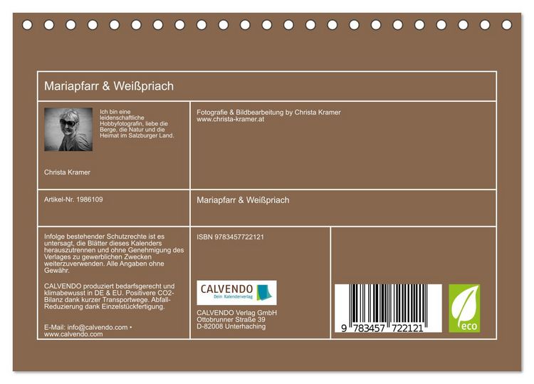 Produktbild: Mariapfarr & Wei&szlig;priach (Tischkalender 2026 DIN A5 quer), CALVENDO Monatskalender