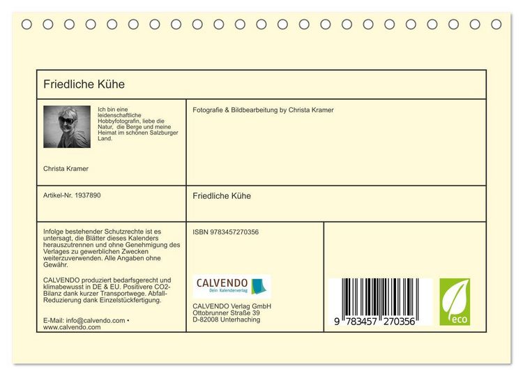 Produktbild: Friedliche K&uuml;he (Tischkalender 2026 DIN A5 quer), CALVENDO Monatskalender