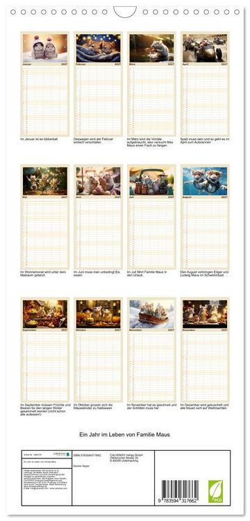 Produktbild: Familienplaner 2027 - Ein Jahr im Leben von Familie Maus mit 5 Spalten (Wandkalender, 21 x 45 cm) CALVENDO