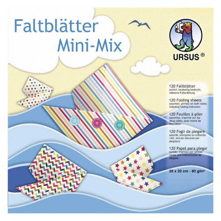 Produktbild: URSUS Falten Faltbl&auml;tter Mini Mix (80 g/m&sup2;, 20 x 20 cm), sortiert