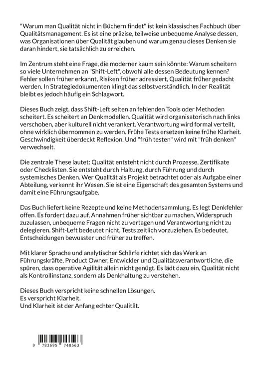 Produktbild: Warum man Qualit&auml;t nicht in B&uuml;chern findet