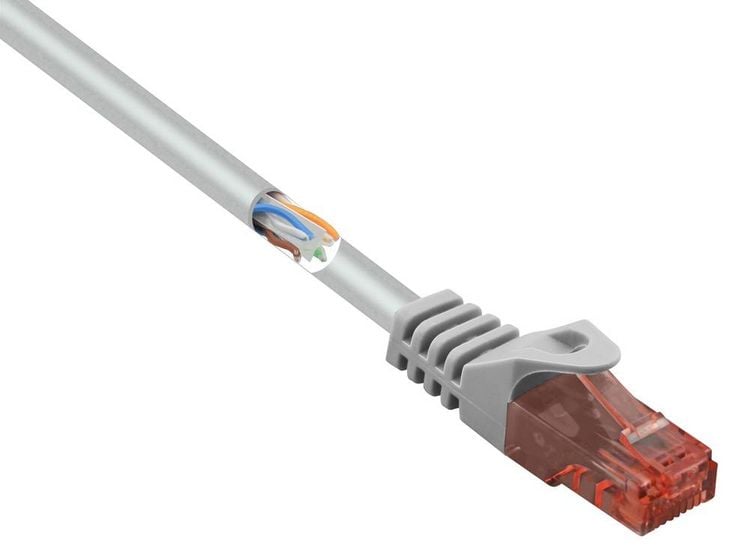 Produktbild: Renkforce RF-5047522 RJ45 Patchkabel CAT 6 U/UTP 3.00 m Grau mit Rastnasenschutz, Halogenfrei 1 St.
