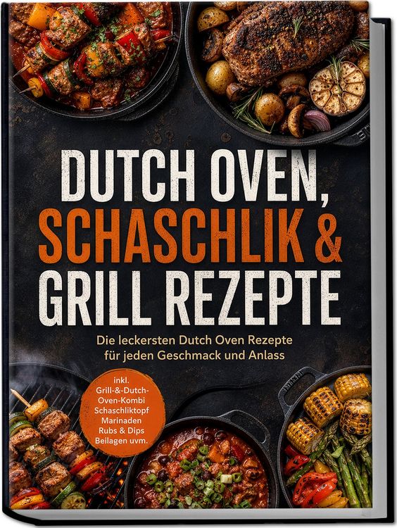 Produktbild: Dutch Oven, Schaschlik & Grill Rezepte: Die leckersten Dutch Oven Rezepte f&uuml;r jeden Geschmack und Anlass &ndash; inkl. Grill-&-Dutch-Oven-Kombi, Schaschliktopf, Marinaden, Rubs & Dips, Beilagen uvm.