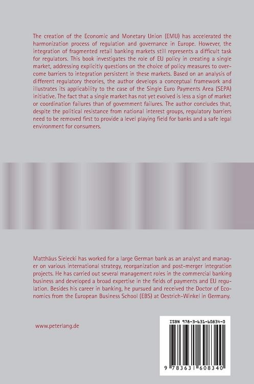 Produktbild: Creating and Governing an Integrated Market for Retail Banking Services in Europe