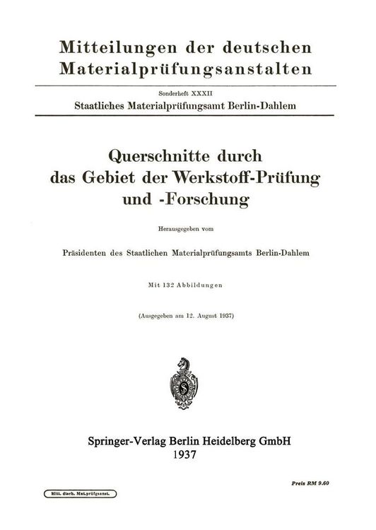 Produktbild: Querschnitte durch das Gebiet der Werkstoff-Pr&uuml;fung und -Forschung