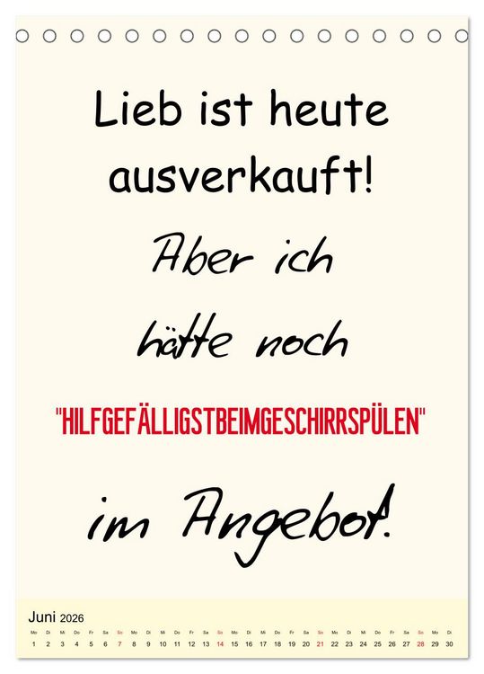 Produktbild: Spr&uuml;che-Kalender. Lustiges f&uuml;r die Familie! (Tischkalender 2026 DIN A5 hoch), CALVENDO Monatskalender