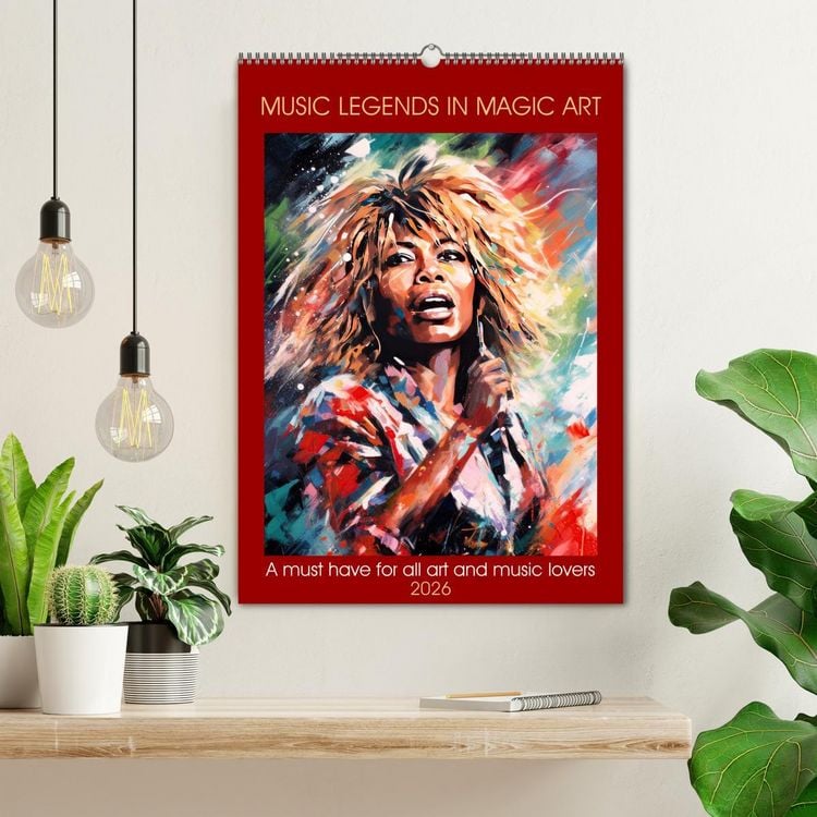 Produktbild: Music legends in magic art (Wall Calendar 2026 DIN A2 portrait), CALVENDO 12 Month Wall Calendar