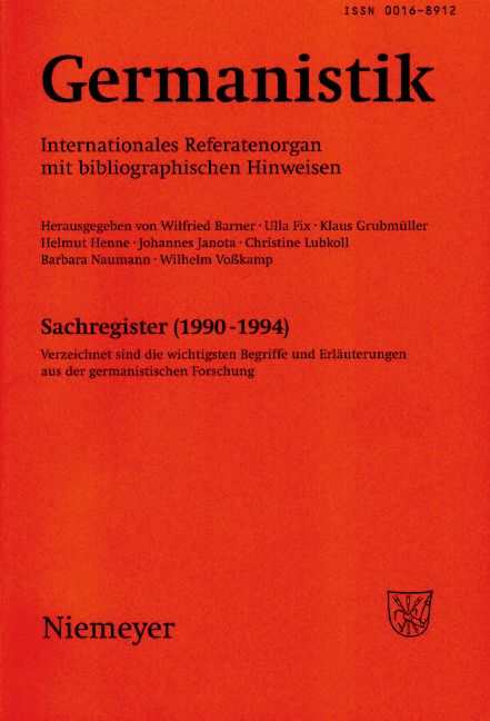 Produktbild: Germanistik / Germanistik, Sachregister (1990-1994)