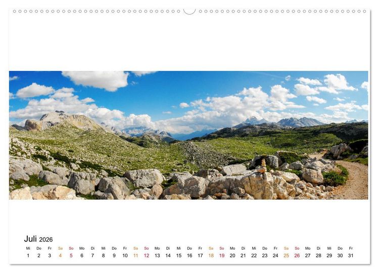 Produktbild: Der Dolomiten H&ouml;henweg EINS in Panoramabildern (hochwertiger Premium Wandkalender 2026 DIN A2 quer), Kunstdruck in Hochglanz