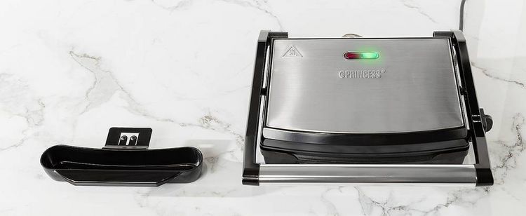 Produktbild: Princess 01.112425.01.001 Elektro Panini Grill Antihaftbeschichtung, Kontrollleuchte, klappbar Schwarz