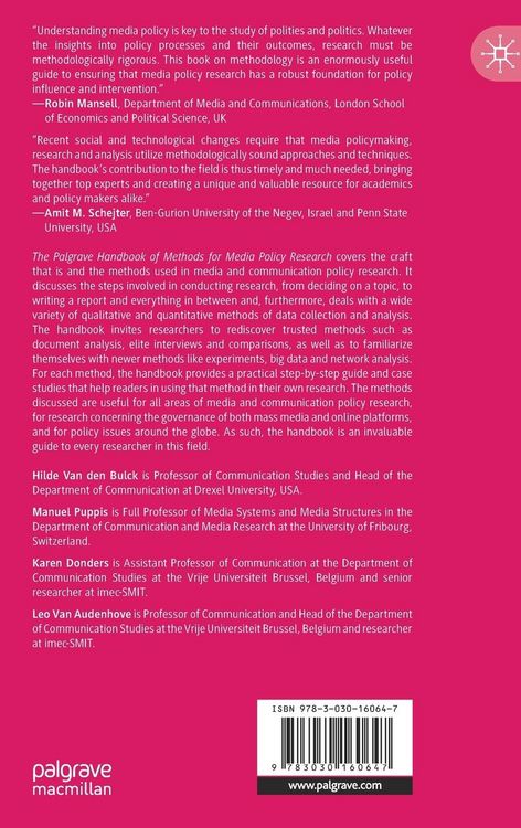 Produktbild: The Palgrave Handbook of Methods for Media Policy Research