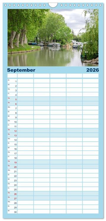Produktbild: Familienplaner 2026 - Der K&ouml;nigliche Kanal. Die Wasserstra&szlig;e im Languedoc mit 5 Spalten (Wandkalender, 21 x 45 cm) CALVENDO
