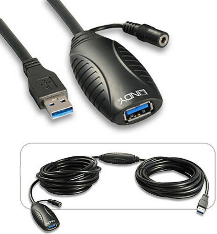 Produktbild: LINDY USB-Kabel USB 3.2 Gen1 USB-A Stecker, USB-A Buchse 10.00m Schwarz 43156