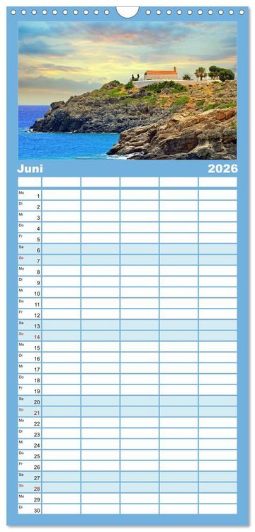 Produktbild: Familienplaner 2026 - Kreta - Insel der Kapellen mit 5 Spalten (Wandkalender, 21 x 45 cm) CALVENDO