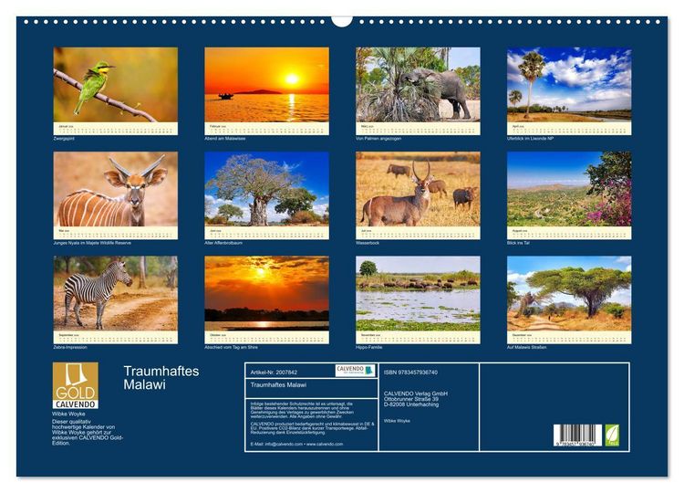 Produktbild: Traumhaftes Malawi (Wandkalender 2026 DIN A2 quer), CALVENDO Monatskalender