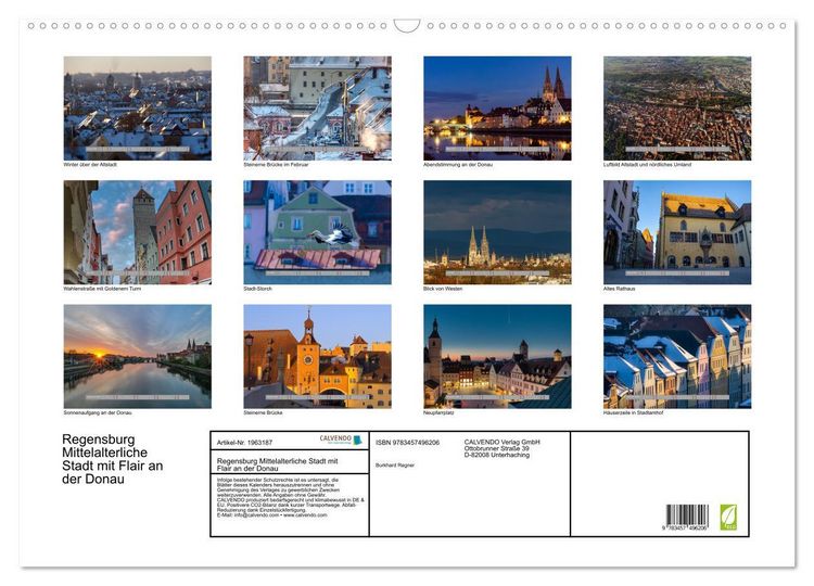 Produktbild: Regensburg Mittelalterliche Stadt mit Flair an der Donau (Wandkalender 2026 DIN A2 quer), CALVENDO Monatskalender