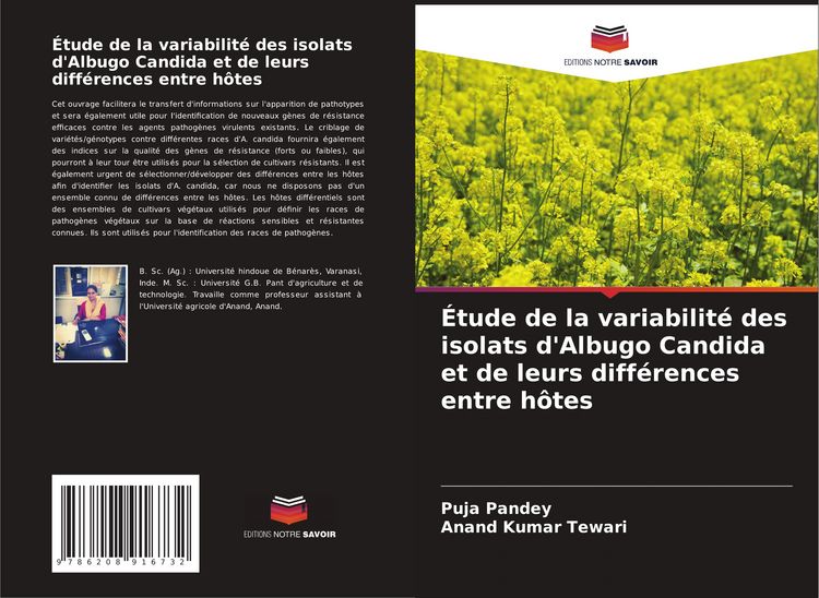 Produktbild: &Eacute;tude de la variabilit&eacute; des isolats d'Albugo Candida et de leurs diff&eacute;rences entre h&ocirc;tes