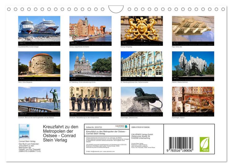 Produktbild: Kreuzfahrt zu den Metropolen der Ostsee - Conrad Stein Verlag (Wandkalender 2026 DIN A4 quer), CALVENDO Monatskalender