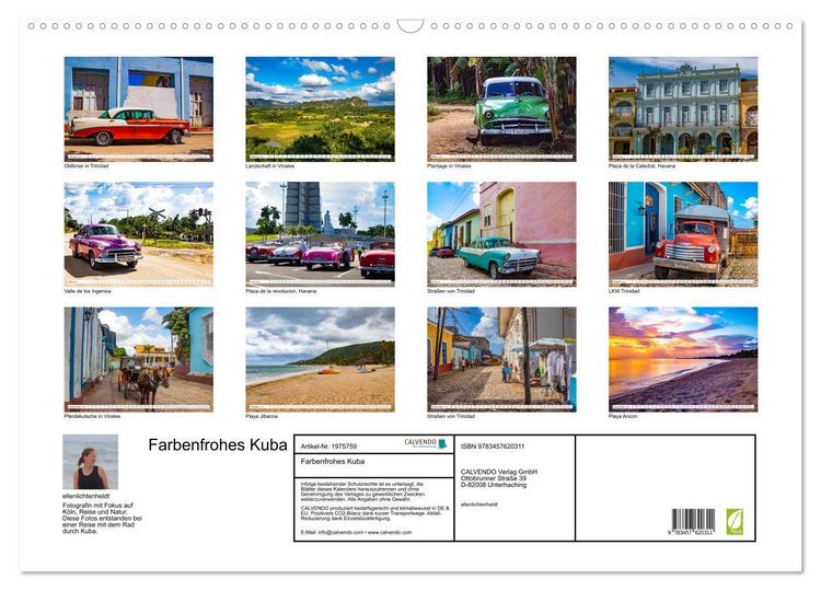 Produktbild: Farbenfrohes Kuba (Wandkalender 2026 DIN A2 quer), CALVENDO Monatskalender
