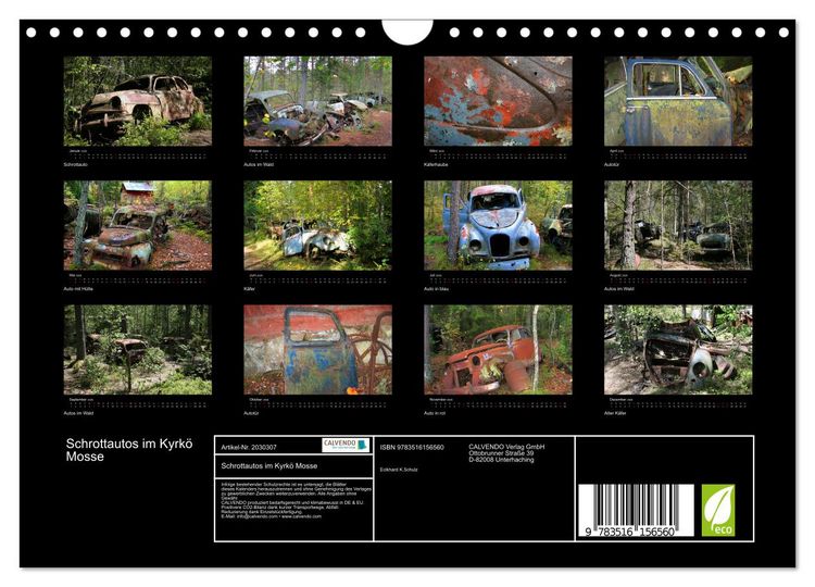 Produktbild: Schrottautos im Kyrk&ouml; Mosse (Wandkalender 2026 DIN A4 quer), CALVENDO Monatskalender