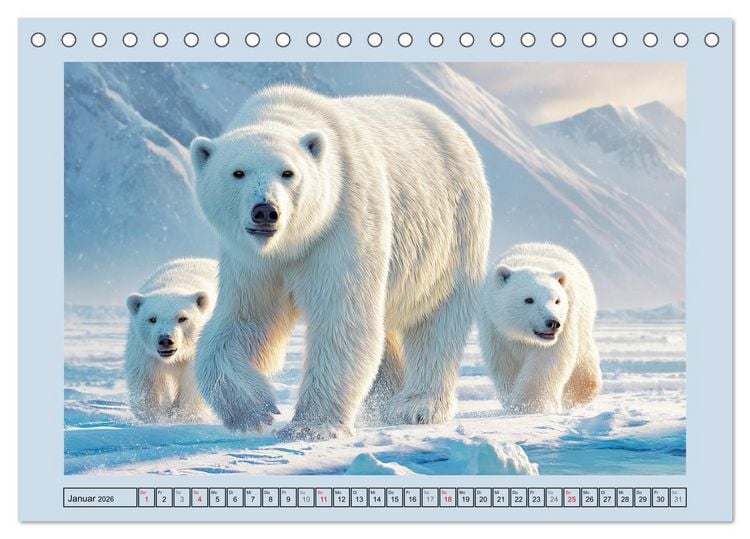 Produktbild: Im Reich der Eisb&auml;ren. Imposante K&ouml;nige des Nordlichts (Tischkalender 2026 DIN A5 quer), CALVENDO Monatskalender