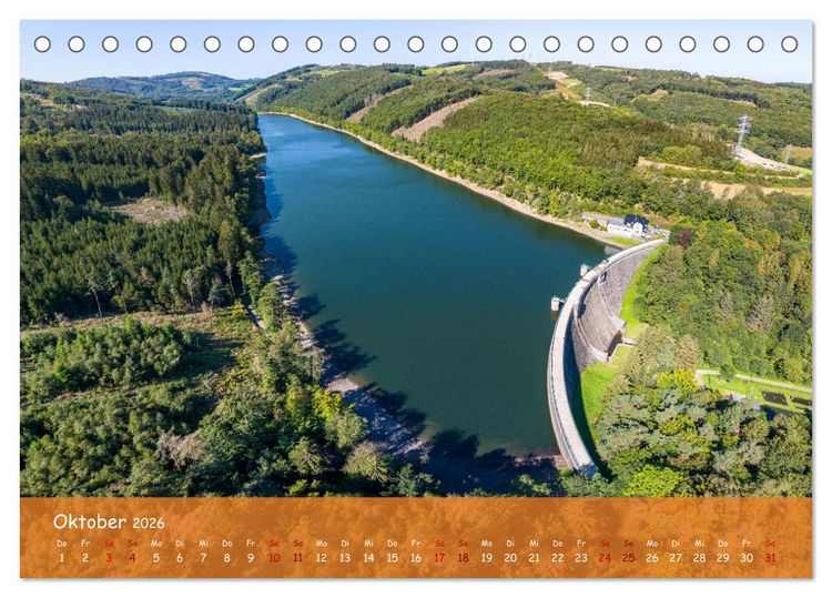 Produktbild: Talsperren der Ruhr und ihrer Nebenfl&uuml;sse aus der Vogelperspektive (Tischkalender 2026 DIN A5 quer), CALVENDO Monatskalender