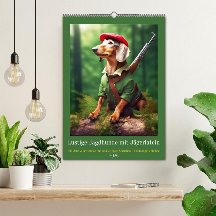 Produktbild: Lustige Jagdhunde mit J&auml;gerlatein (Wandkalender 2026 DIN A2 hoch), CALVENDO Monatskalender