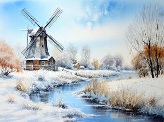 Produktbild: CALVENDO Puzzle Winterliche Landschaft mit Windm&uuml;hle | 2000 Teile Lege-Gr&ouml;&szlig;e 90x67cm Foto-Puzzle f&uuml;r gl&uuml;ckliche Stunden