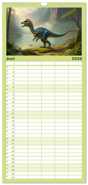 Produktbild: Familienplaner 2026 - Eine Reise in die Vergangenheit - Entdeckung der Tierwelt mit 5 Spalten (Wandkalender, 21 x 45 cm) CALVENDO