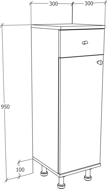 Produktbild: Badm&ouml;bel Midischrank Badschrank Schublade Nilosi
