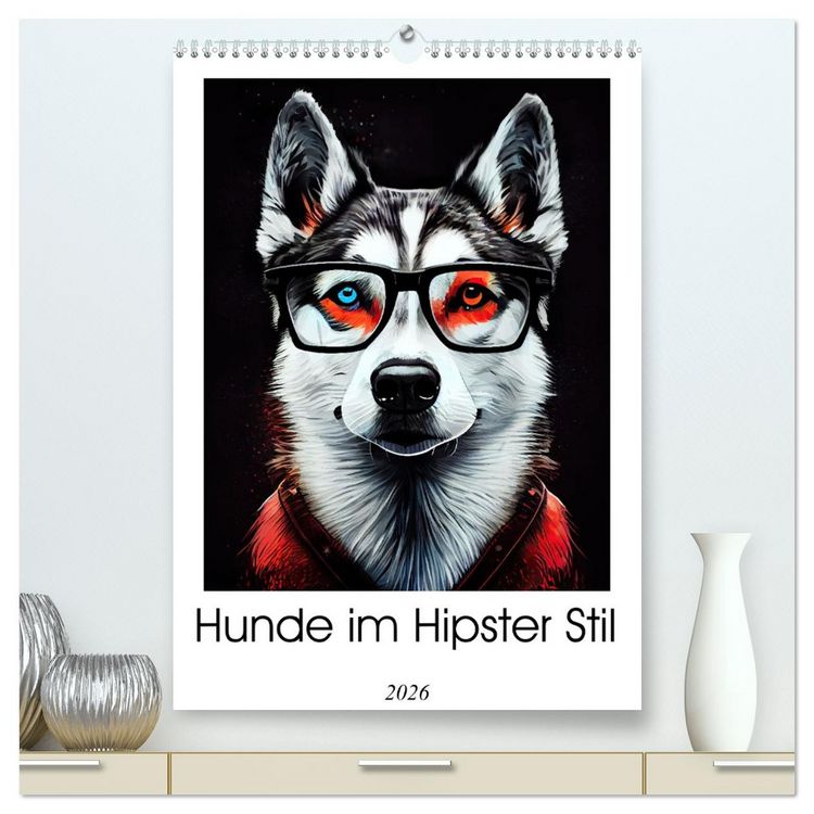 Produktbild: Hunde im Hipster Stil (hochwertiger Premium Wandkalender 2026 DIN A2 hoch), Kunstdruck in Hochglanz
