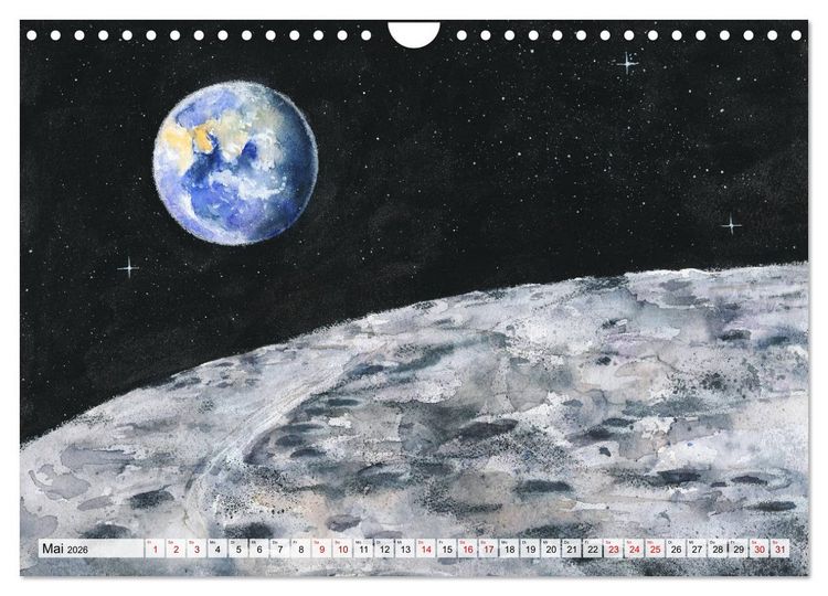 Produktbild: Gemaltes Weltall (Wandkalender 2026 DIN A4 quer), CALVENDO Monatskalender