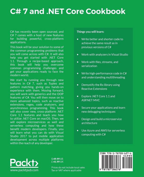 Produktbild: C# 7 and .NET Core Cookbook - Second Edition